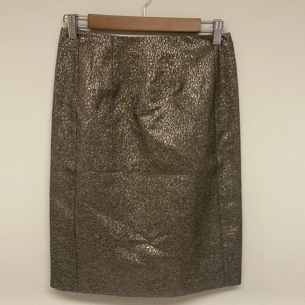New York & Company Gold and Silver Sparkling Pencil Skirt Size 0